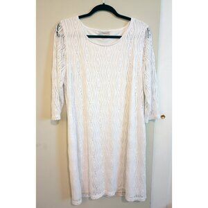 XL Dana Buchman White Crochet-like Lace Dress